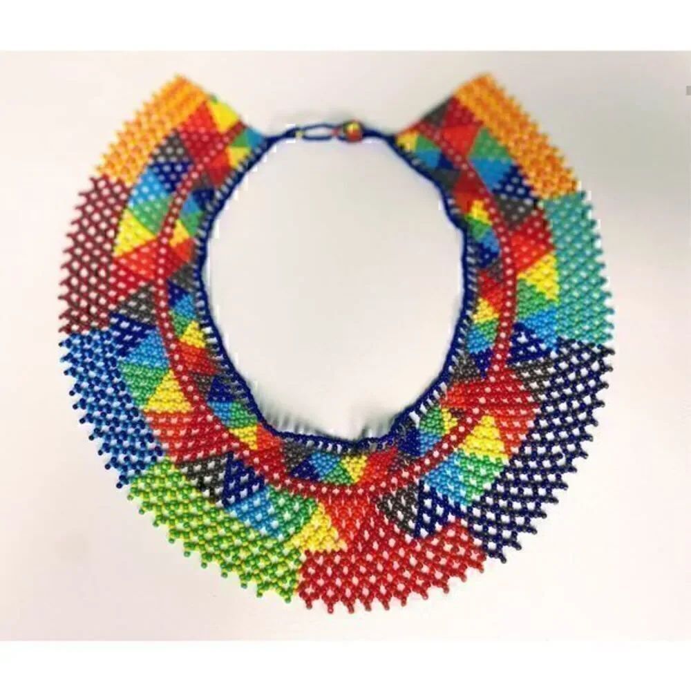 New Beautiful Handmade Colorful Beaded Mexican Collar Necklace